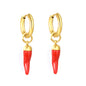 Red Chili Pepper Enamel Drop Hoop Earrings | Spicy Gold 304L