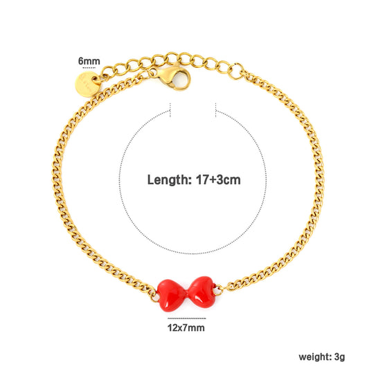 Express Vibrant Passion with Bold Red Enamel Double Hearts Tied in a Bow