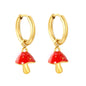Bulk Buy 304L Steel Glazed Spotted Mushroom Pendant Huggie Earrings Vendor