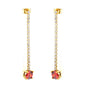 Elegant Statement Sparkling White Tennis Chain Deep Red Drop Earrings