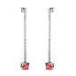 Elegant Statement Sparkling White Tennis Chain Deep Red Drop Earrings