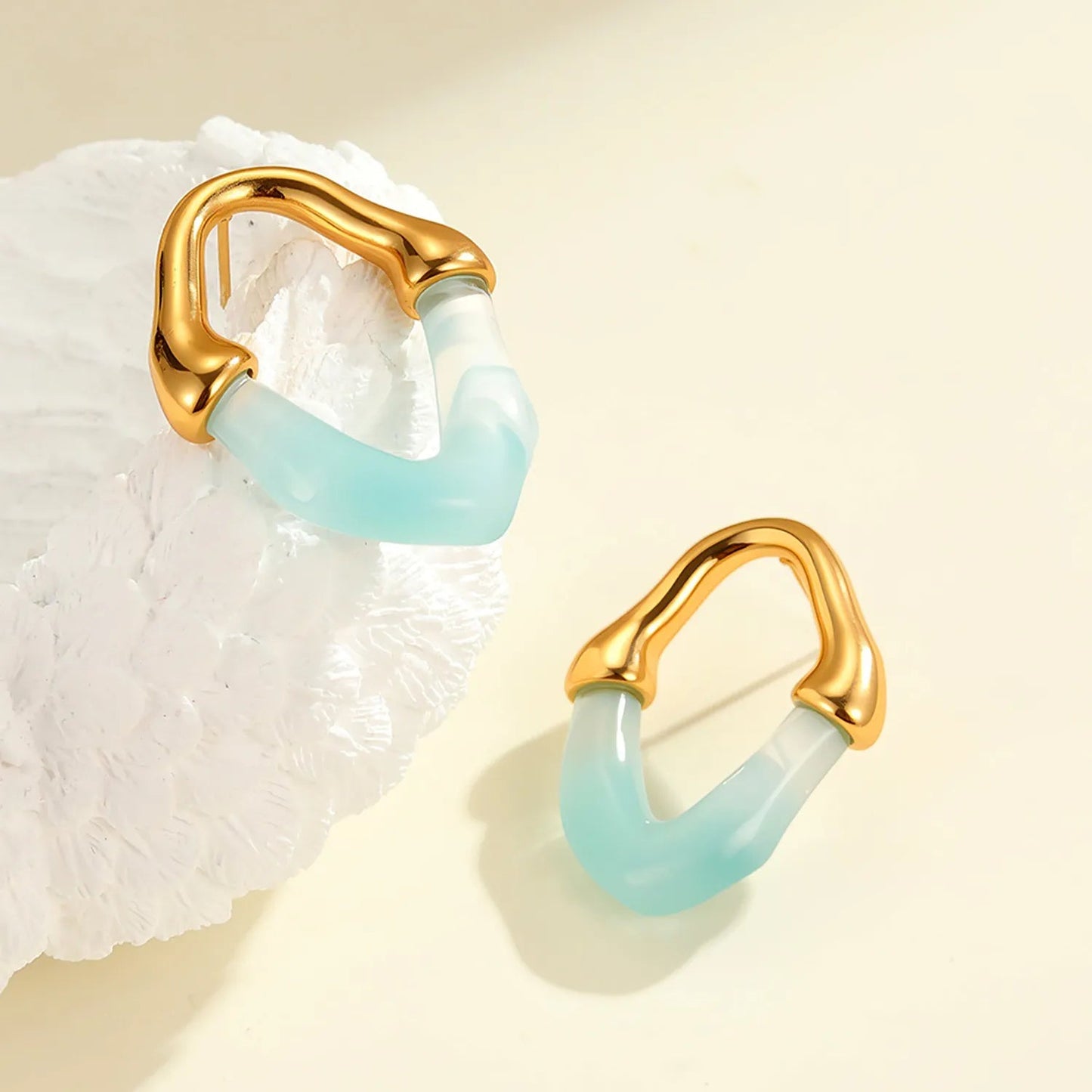 Wholesale Irregular V Resin Patchwork Gold Hoop Earrings Assortment