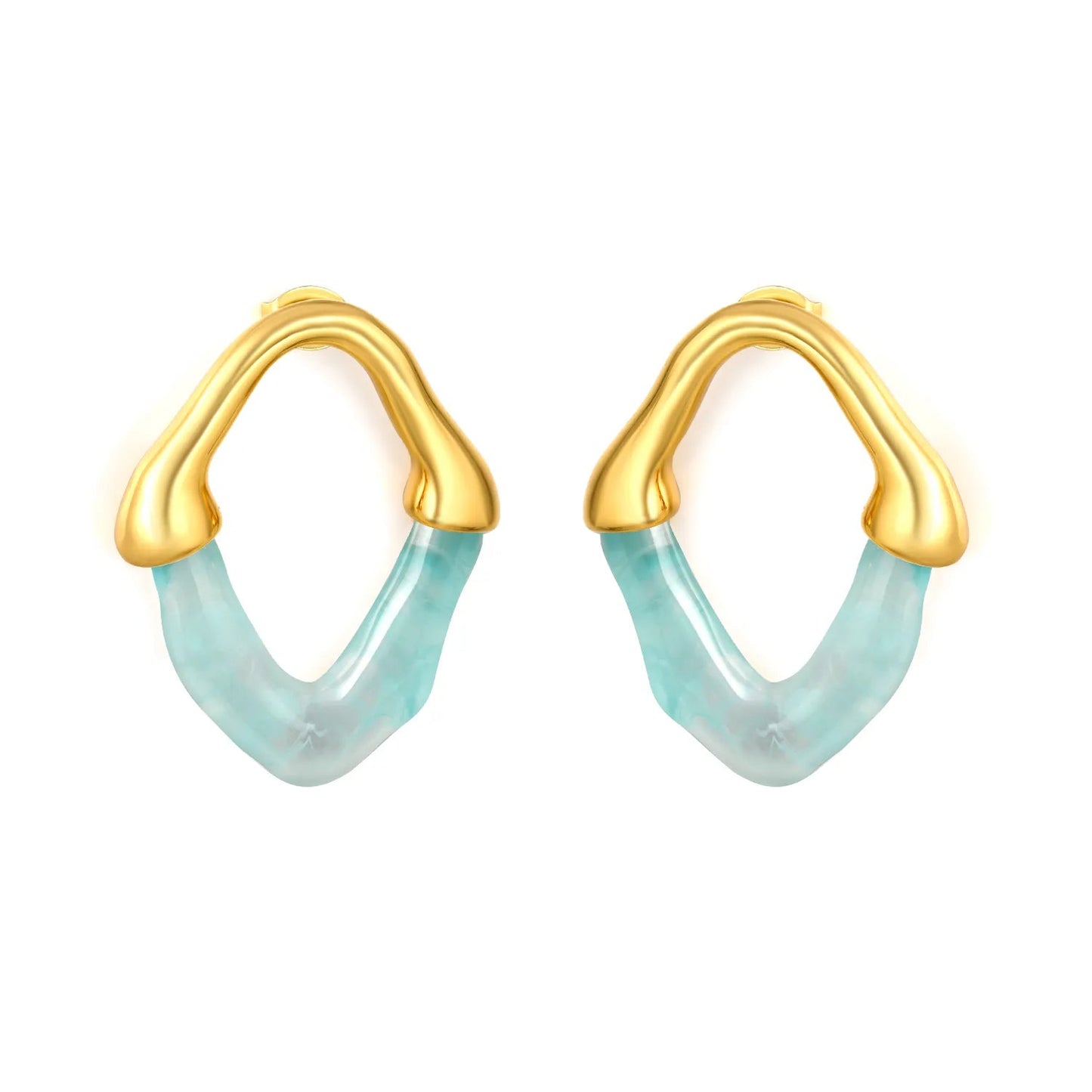 Wholesale Irregular V Resin Patchwork Gold Hoop Earrings Assortment