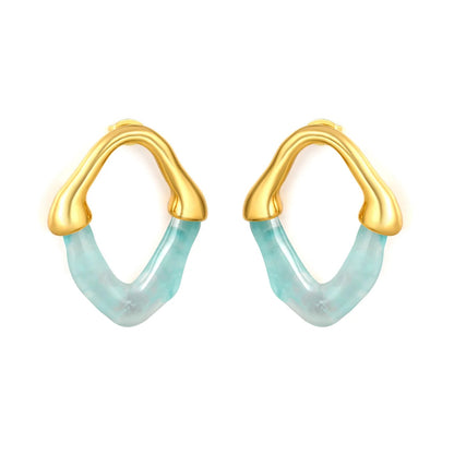 Wholesale Irregular V Resin Patchwork Gold Hoop Earrings Assortment