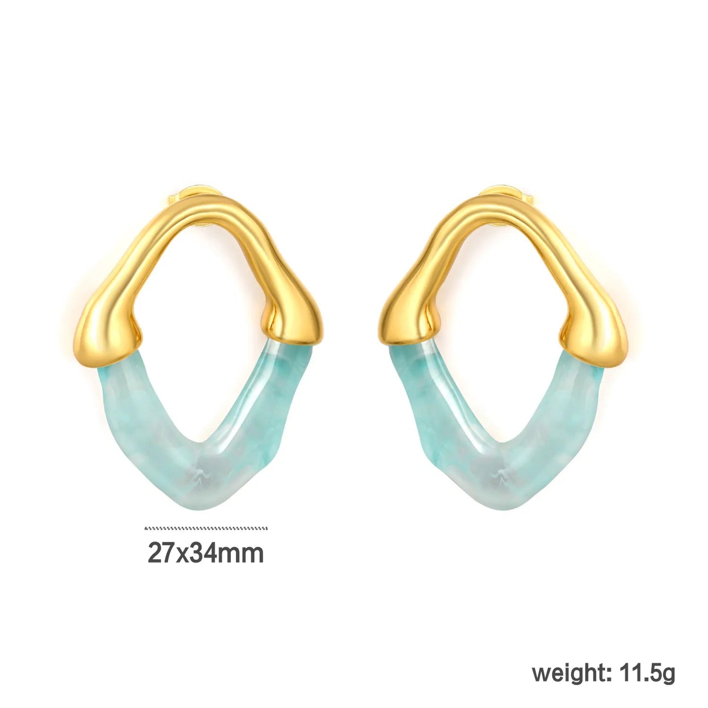 Wholesale Irregular V Resin Patchwork Gold Hoop Earrings Assortment
