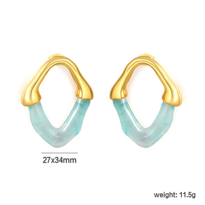 Wholesale Irregular V Resin Patchwork Gold Hoop Earrings Assortment