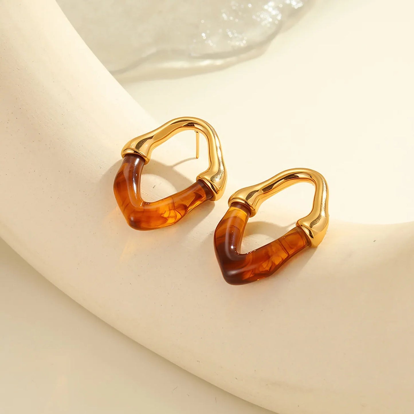 Wholesale Irregular V Resin Patchwork Gold Hoop Earrings Assortment
