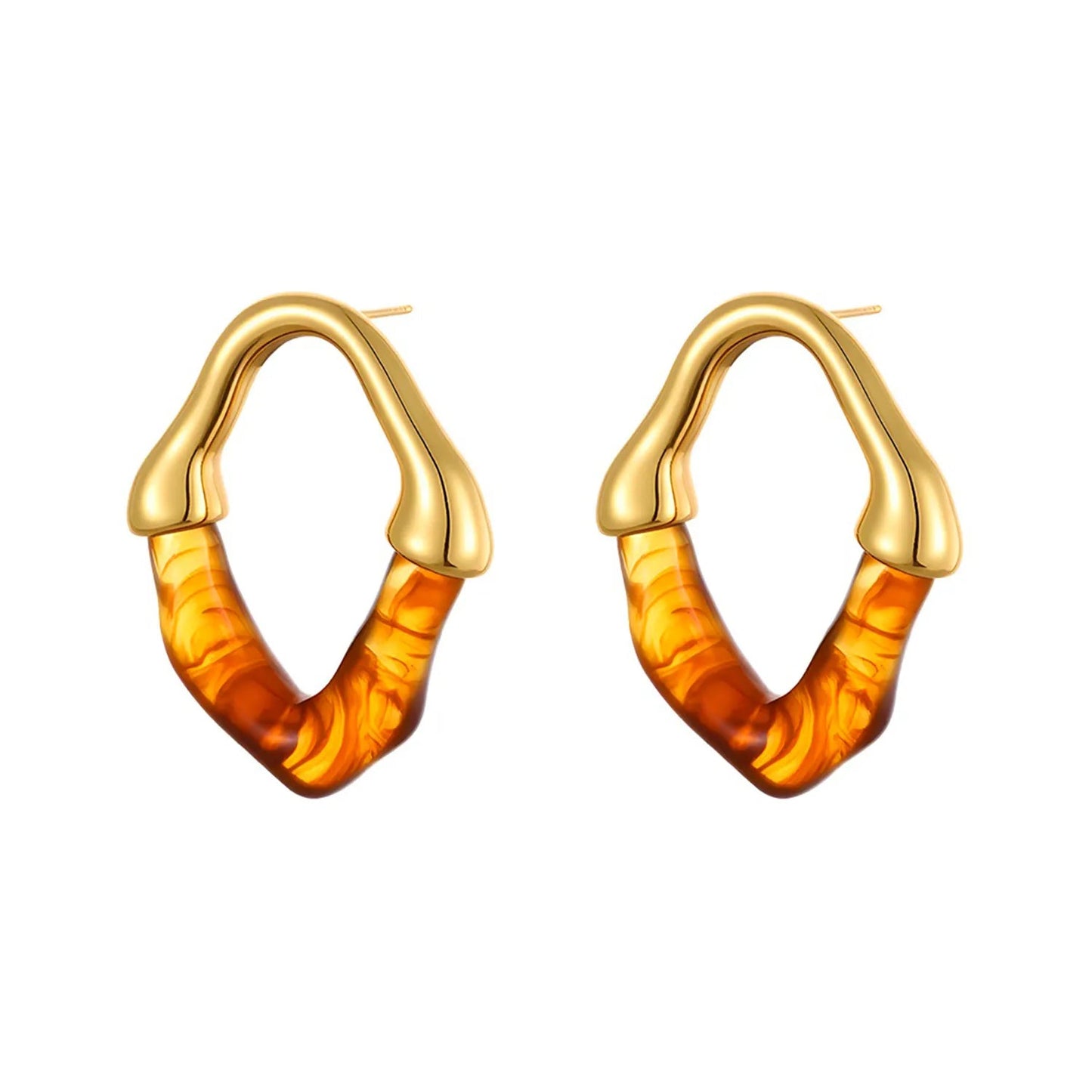 Wholesale Irregular V Resin Patchwork Gold Hoop Earrings Assortment