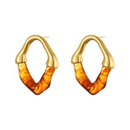 Wholesale Irregular V Resin Patchwork Gold Hoop Earrings Assortment