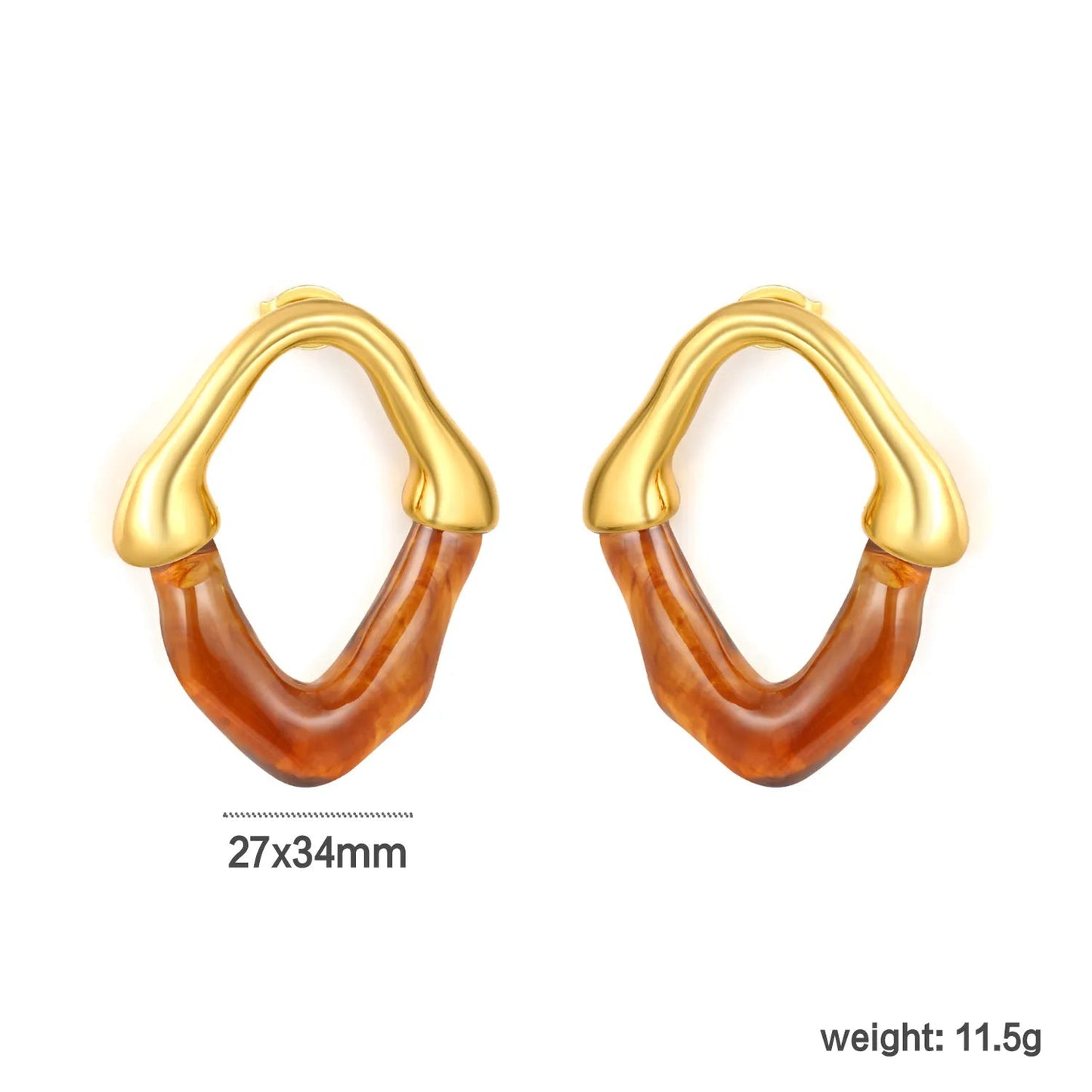 Wholesale Irregular V Resin Patchwork Gold Hoop Earrings Assortment