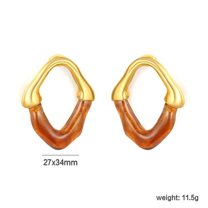 Wholesale Irregular V Resin Patchwork Gold Hoop Earrings Assortment