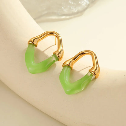 Wholesale Irregular V Resin Patchwork Gold Hoop Earrings Assortment