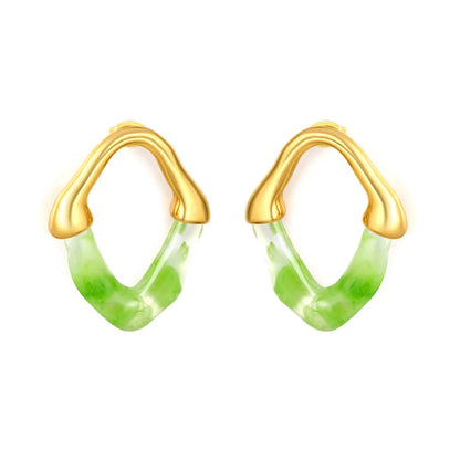 Wholesale Irregular V Resin Patchwork Gold Hoop Earrings Assortment