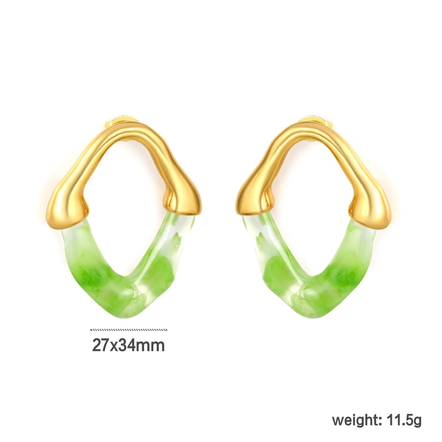 Wholesale Irregular V Resin Patchwork Gold Hoop Earrings Assortment