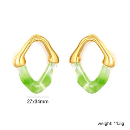 Wholesale Irregular V Resin Patchwork Gold Hoop Earrings Assortment