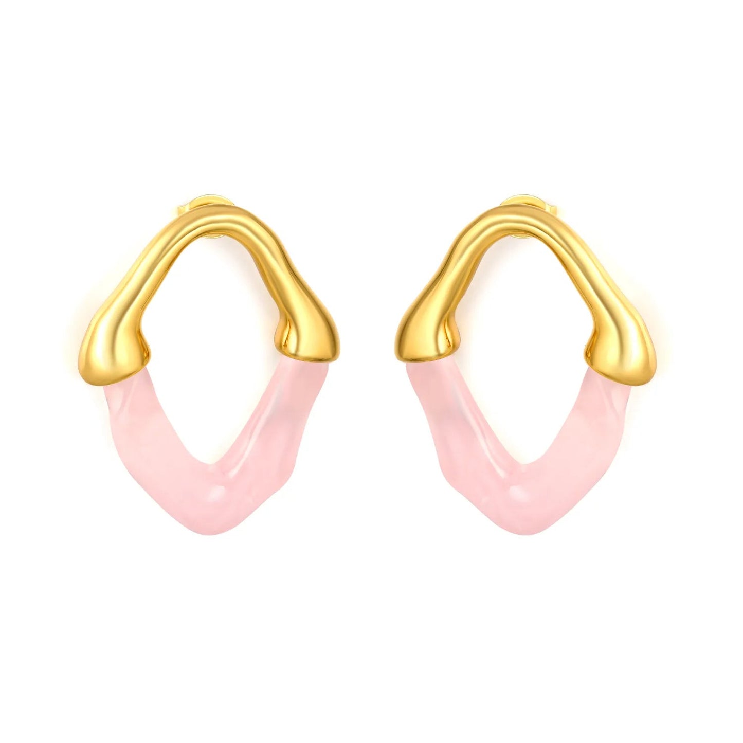 Wholesale Irregular V Resin Patchwork Gold Hoop Earrings Assortment