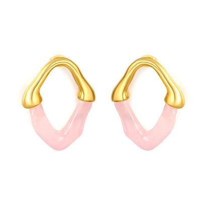 Wholesale Irregular V Resin Patchwork Gold Hoop Earrings Assortment