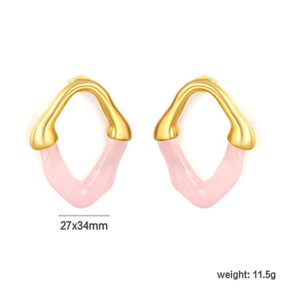 Wholesale Irregular V Resin Patchwork Gold Hoop Earrings Assortment
