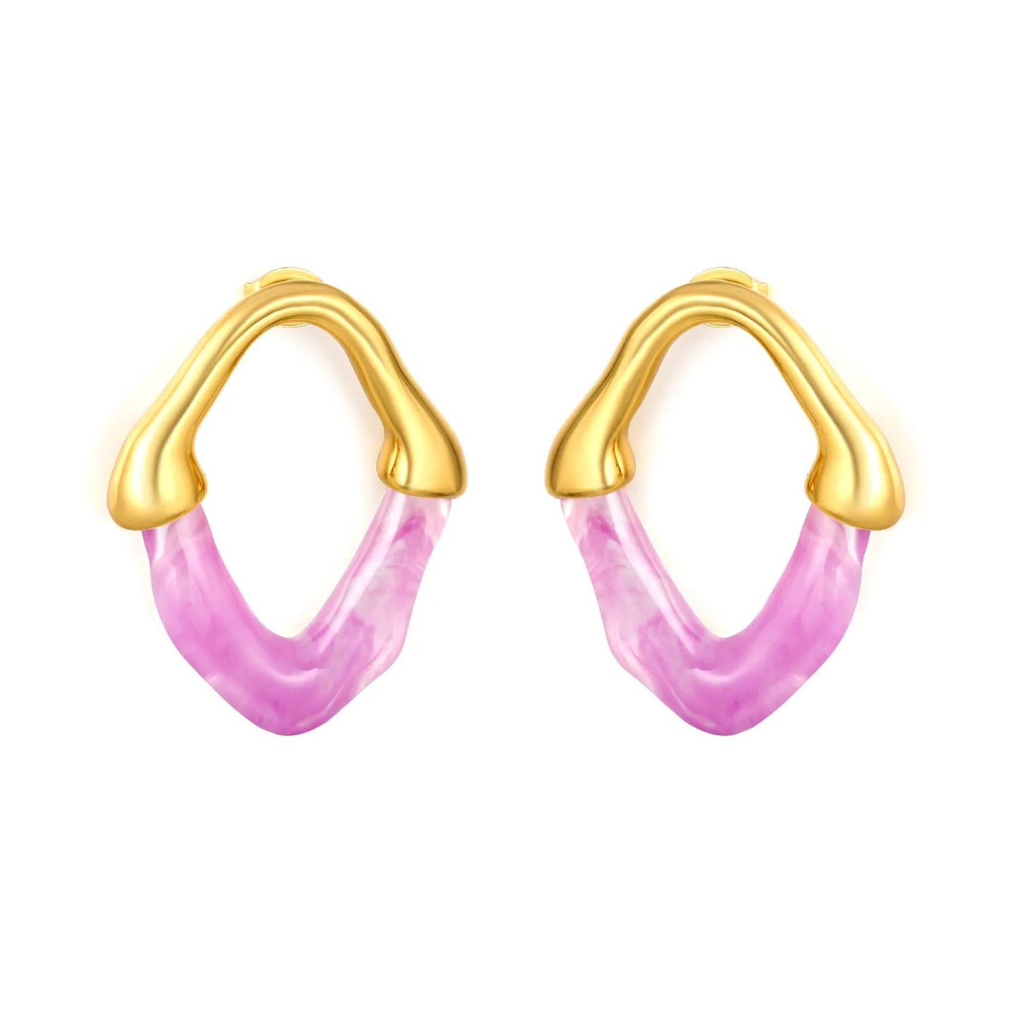 Wholesale Irregular V Resin Patchwork Gold Hoop Earrings Assortment