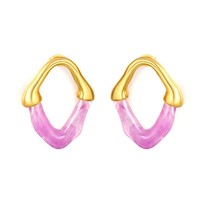 Wholesale Irregular V Resin Patchwork Gold Hoop Earrings Assortment