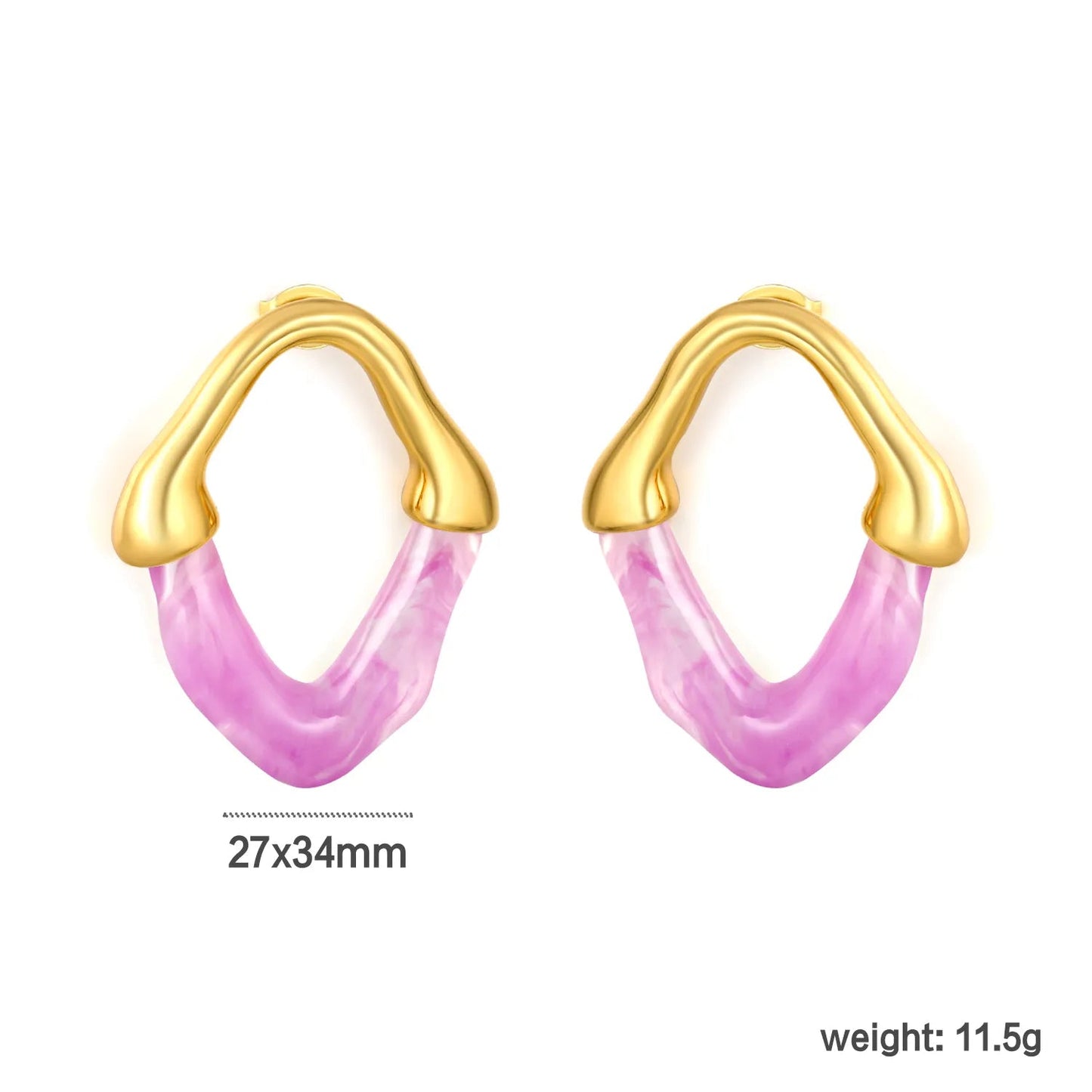 Wholesale Irregular V Resin Patchwork Gold Hoop Earrings Assortment