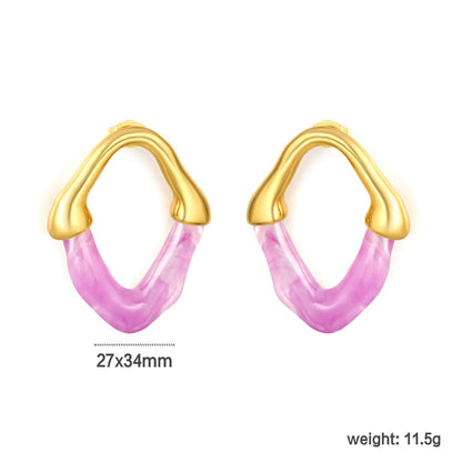 Wholesale Irregular V Resin Patchwork Gold Hoop Earrings Assortment