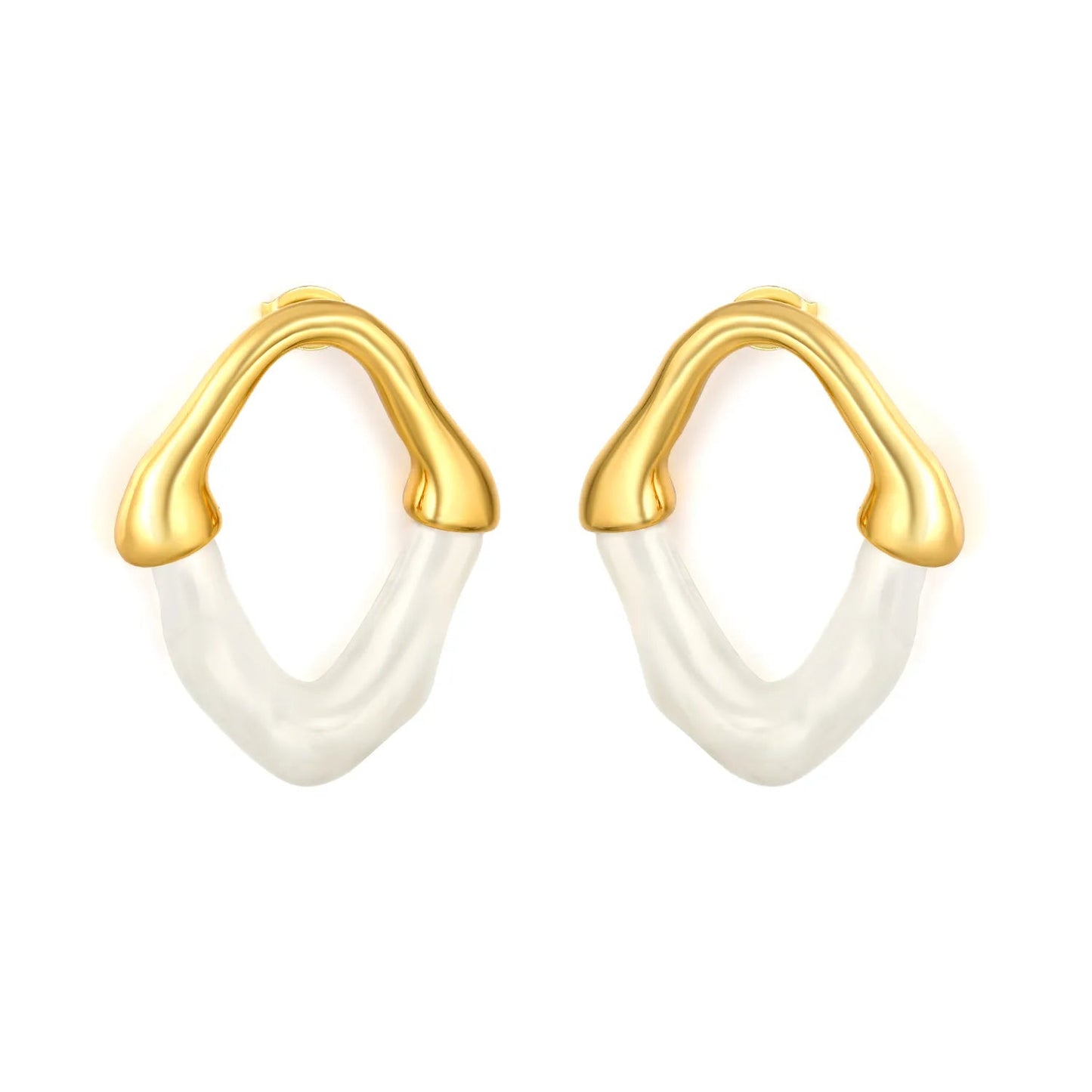 Wholesale Irregular V Resin Patchwork Gold Hoop Earrings Assortment