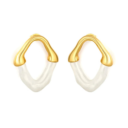 Wholesale Irregular V Resin Patchwork Gold Hoop Earrings Assortment