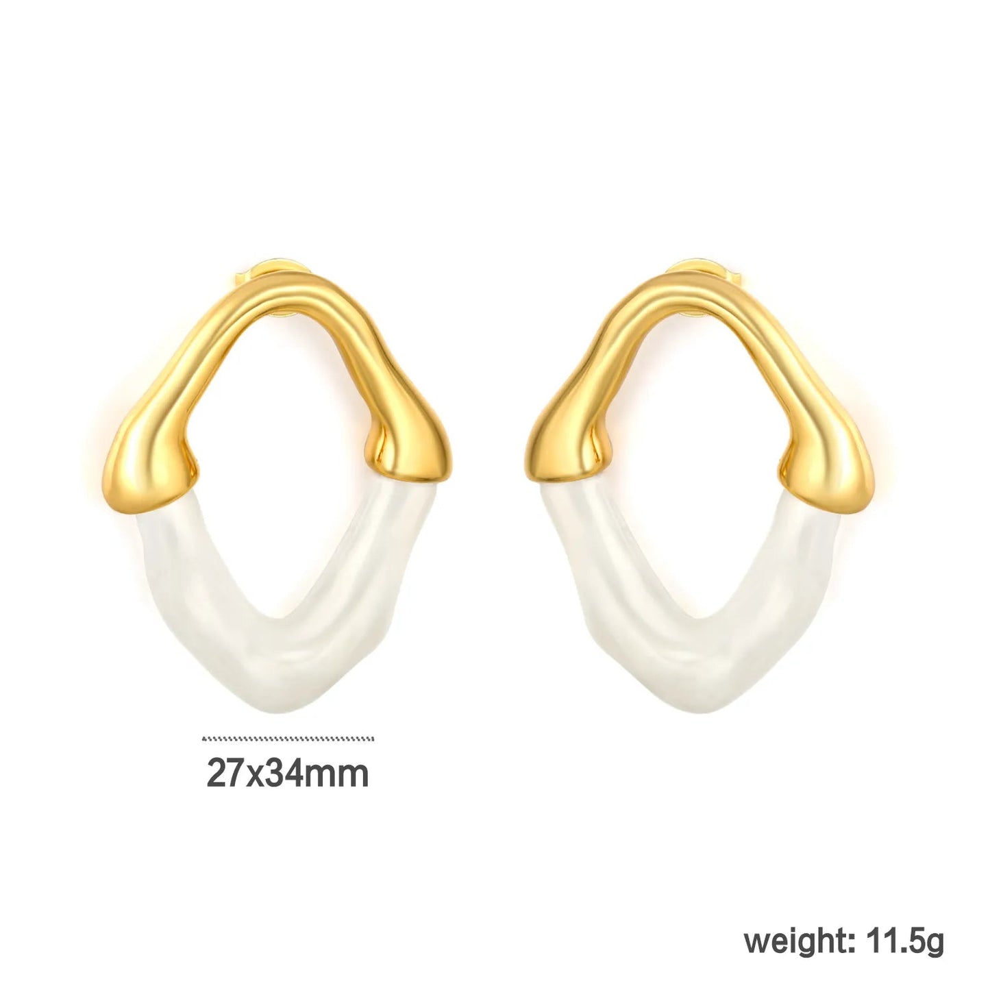Wholesale Irregular V Resin Patchwork Gold Hoop Earrings Assortment