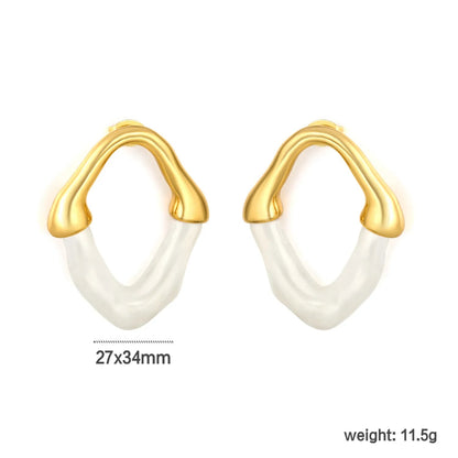 Wholesale Irregular V Resin Patchwork Gold Hoop Earrings Assortment