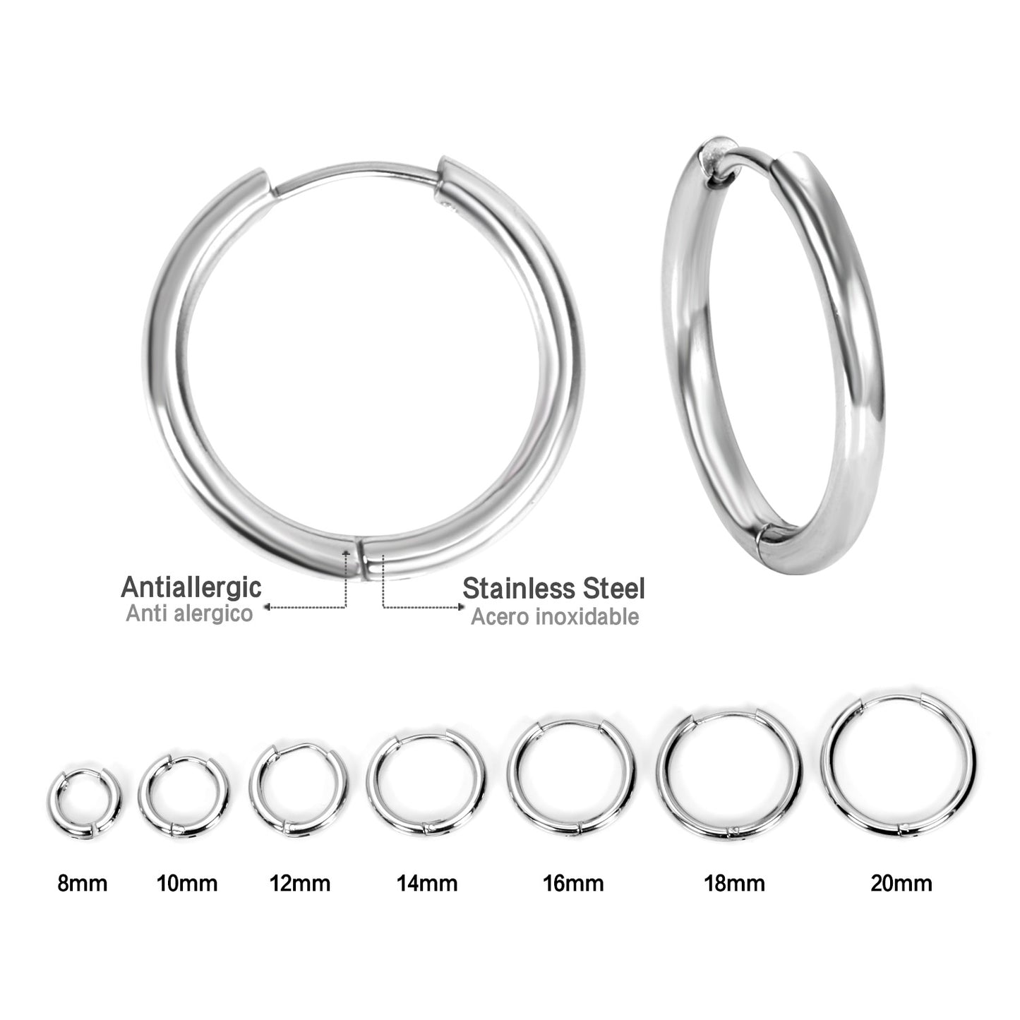 Wholesale Stainless Steel Hoop Earrings Multiple Colors Hypoallergenic