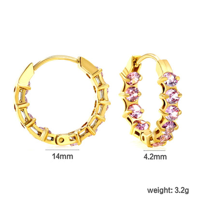 18K PVD Gold Plated Sparkling Cubic Zirconia Hoops Tarnish-Free
