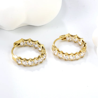18K PVD Gold Plated Sparkling Cubic Zirconia Hoops Tarnish-Free