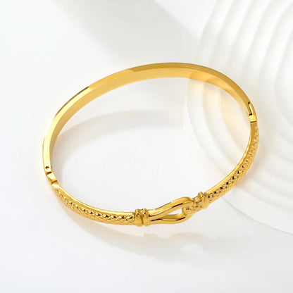 Wholesale Horsebit Clasp Thin Hinged Bangle Light Luxury Equestrian Style Jewelry