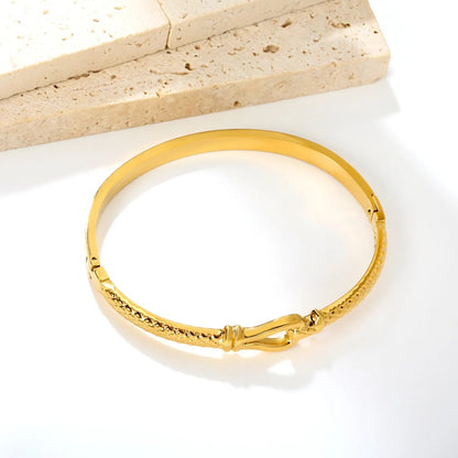 Wholesale Horsebit Clasp Thin Hinged Bangle Light Luxury Equestrian Style Jewelry