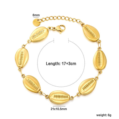 Bohemian Wanderlust: Heavy-Duty 3D Embossed Golden Shell Bracelet