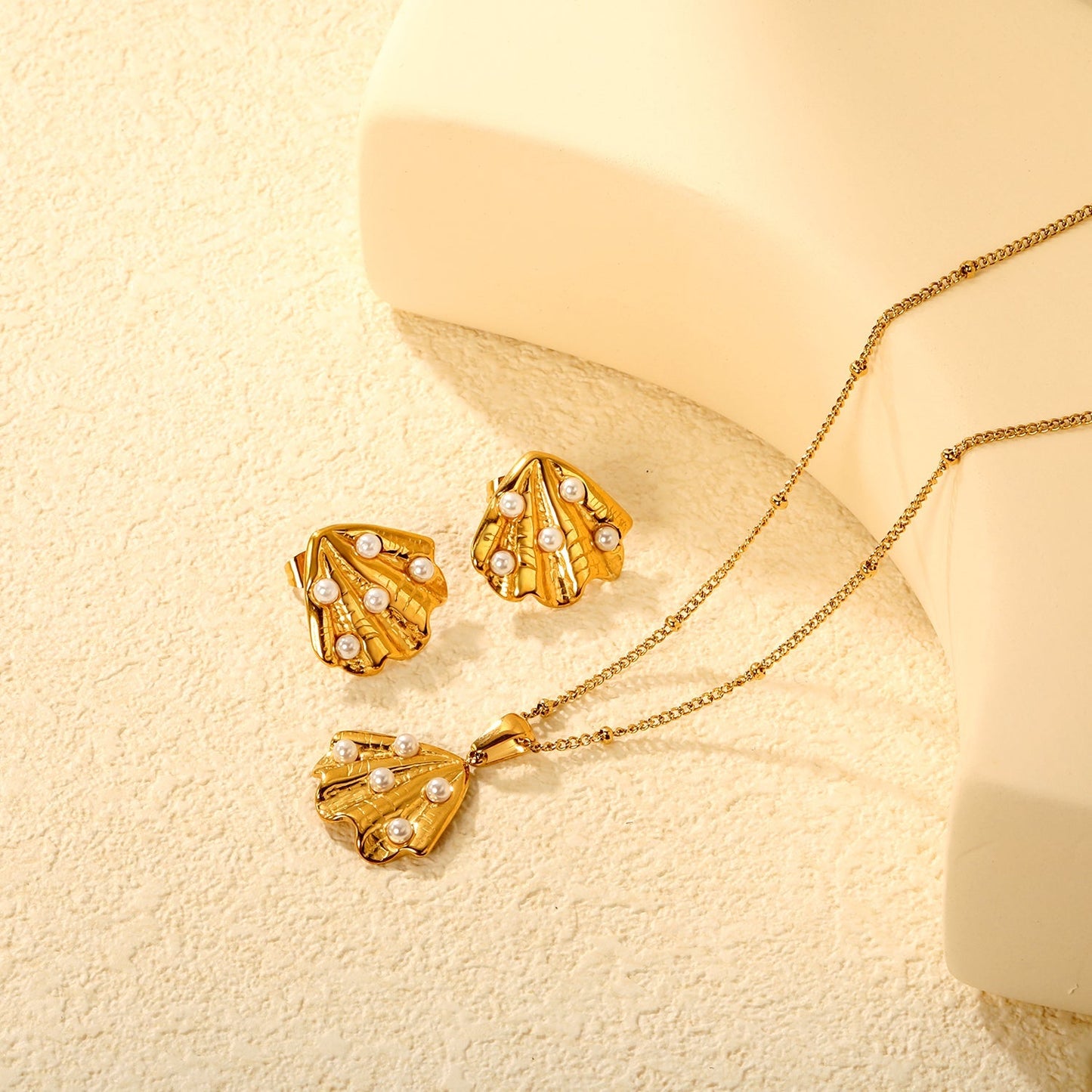 Waterproof 18K Gold Plated Ocean Theme Scallop Shell Earrings Pack