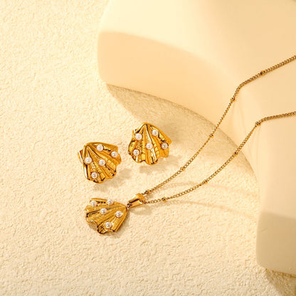 Waterproof 18K Gold Plated Ocean Theme Scallop Shell Earrings Pack