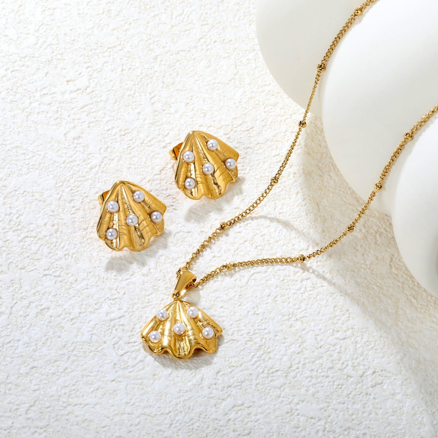 Waterproof 18K Gold Plated Ocean Theme Scallop Shell Earrings Pack