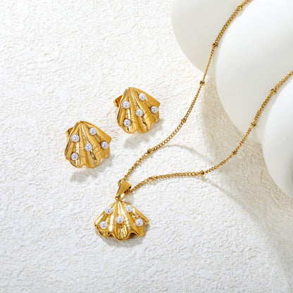 Waterproof 18K Gold Plated Ocean Theme Scallop Shell Earrings Pack