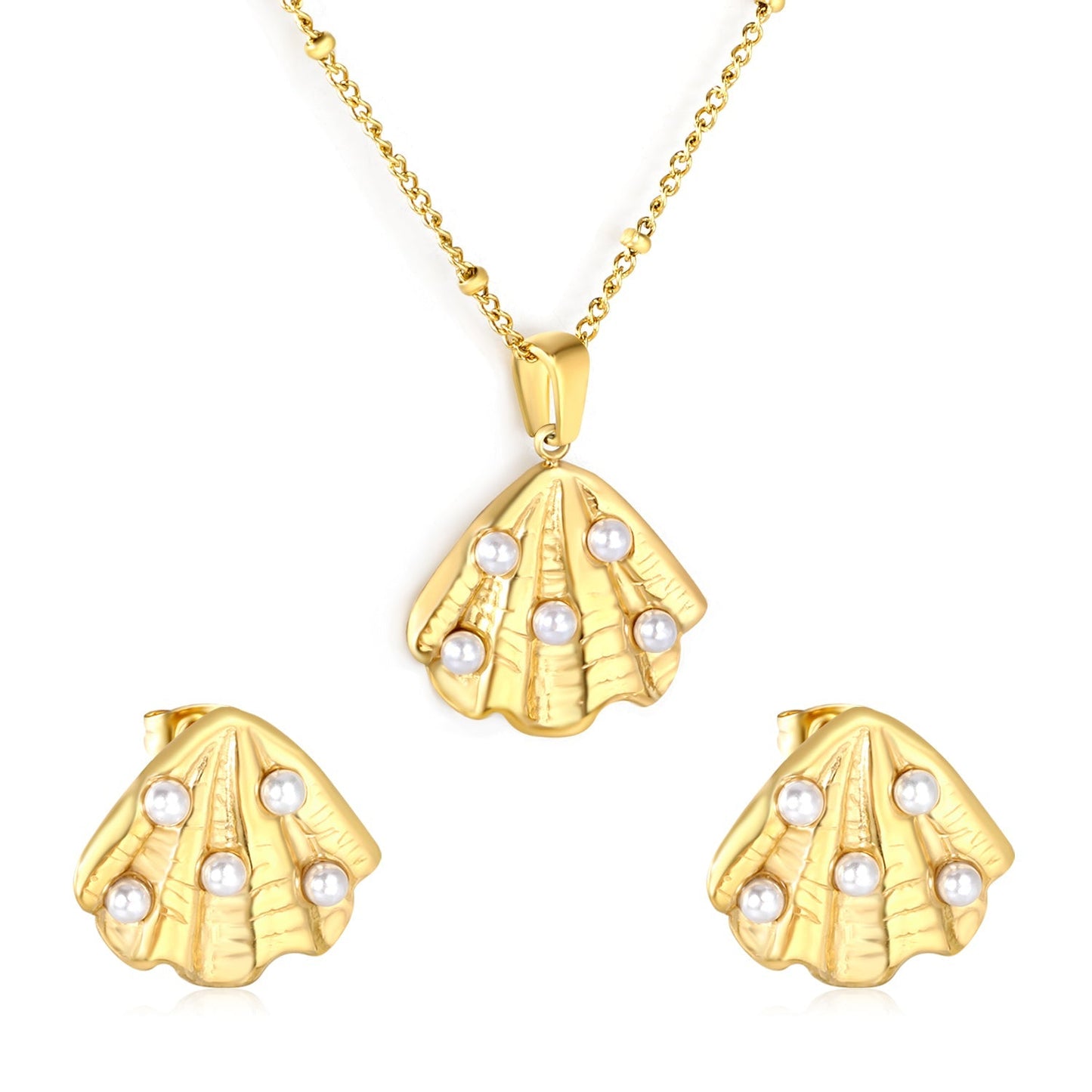 Waterproof 18K Gold Plated Ocean Theme Scallop Shell Earrings Pack