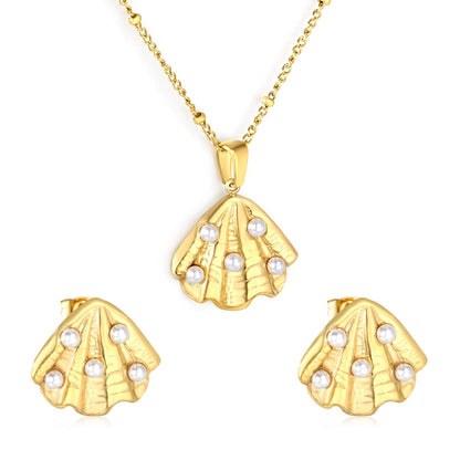Waterproof 18K Gold Plated Ocean Theme Scallop Shell Earrings Pack