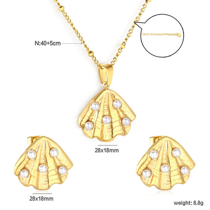 Waterproof 18K Gold Plated Ocean Theme Scallop Shell Earrings Pack