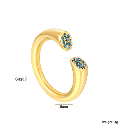 Wholesale Waterproof PVD Gold Blue CZ Cluster Open Ring