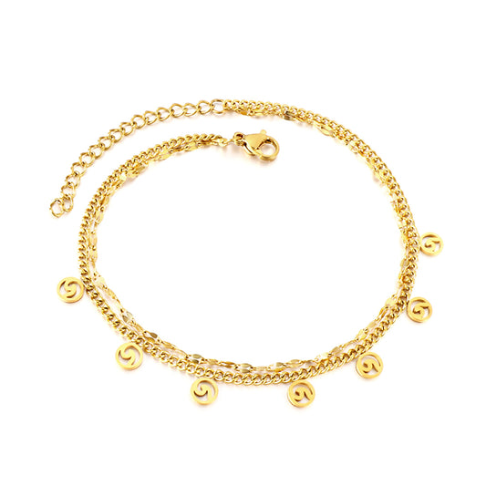 smiley face dual chain anklet