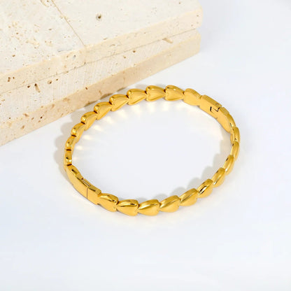 Premium Supplier: 18K Gold Plated Curved Solid Heart Bangle Bulk
