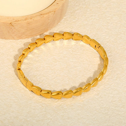 Premium Supplier: 18K Gold Plated Curved Solid Heart Bangle Bulk