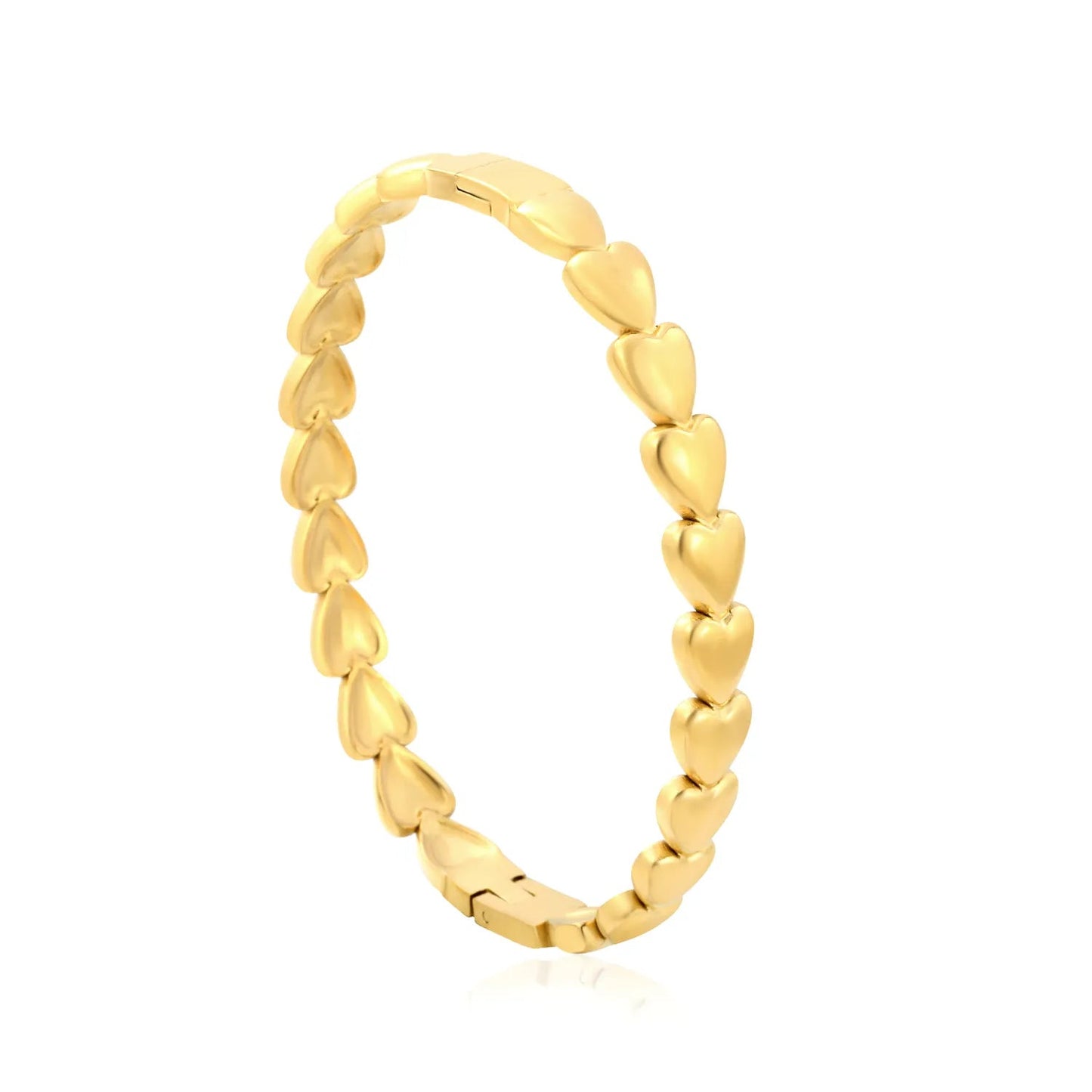 Premium Supplier: 18K Gold Plated Curved Solid Heart Bangle Bulk