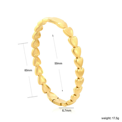 Premium Supplier: 18K Gold Plated Curved Solid Heart Bangle Bulk