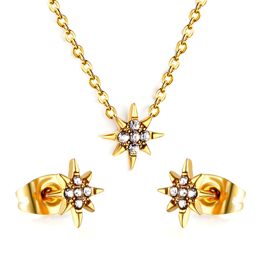 spiked star cz jewelry set